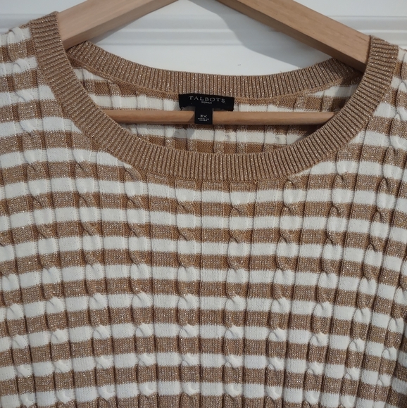 Talbots Metallic Striped Cable Knit Sweater - Picture 3 of 10